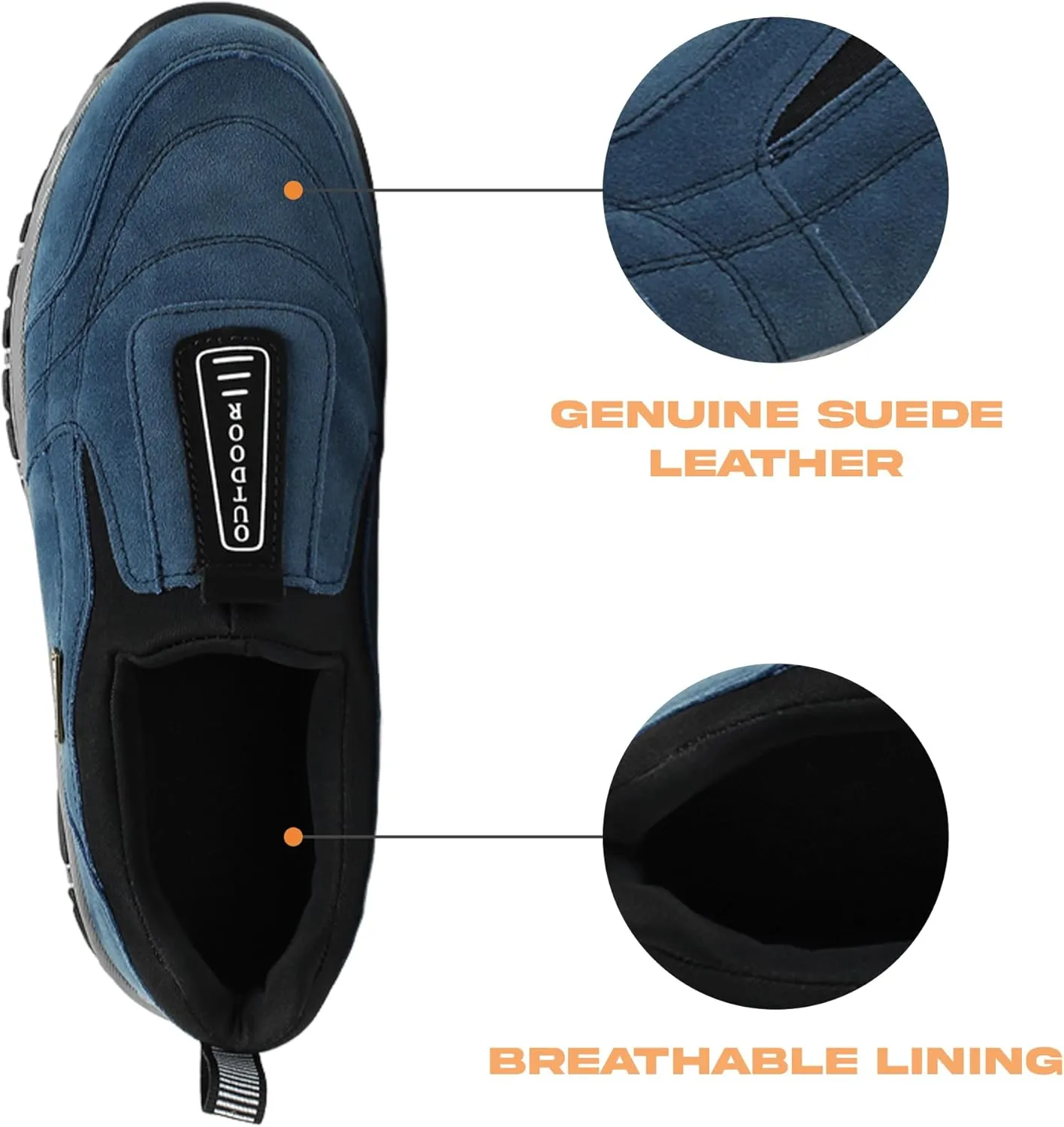 Men's Waterproof Hiking Shoes Comfortable Orthopedic Walking Shoes Slip on Outdoor Sneakers