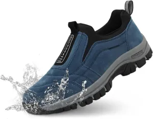 Men's Waterproof Hiking Shoes Comfortable Orthopedic Walking Shoes Slip on Outdoor Sneakers