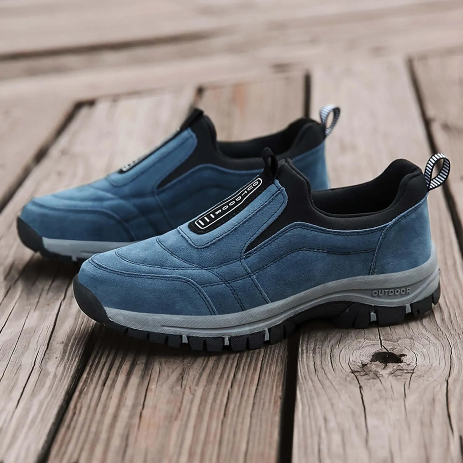 Men's Waterproof Hiking Shoes Comfortable Orthopedic Walking Shoes Slip on Outdoor Sneakers