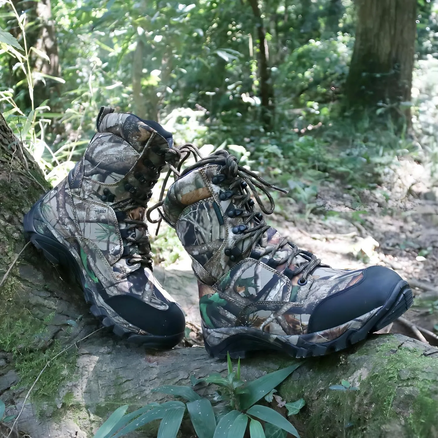 Men's Waterproof Hunting Boots 8 Inch Lightweight Camo Insulated Tactical Work Boot, 400g Thinsulate