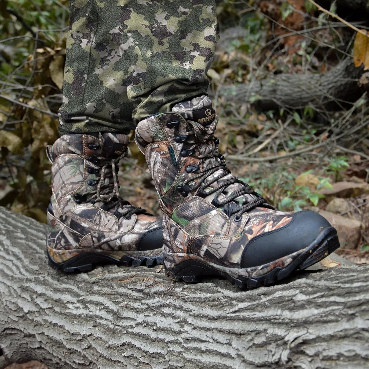 Men's Waterproof Hunting Boots 8 Inch Lightweight Camo Insulated Tactical Work Boot, 400g Thinsulate