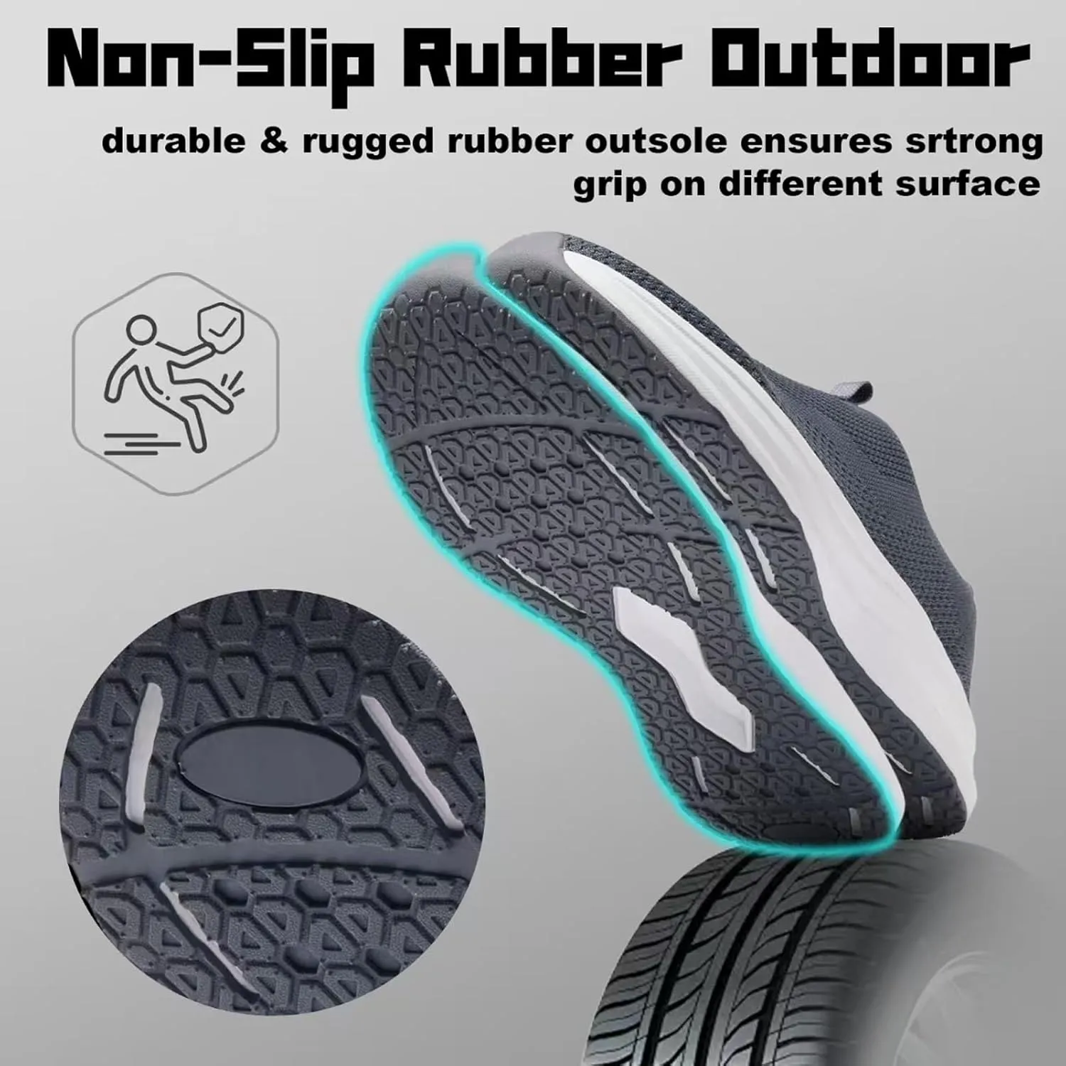 Men's Wide Non-Slip Walking Shoes Lightweight Breathable Knit Casual Sneakers Slip On Athletic Shoes Ultra Comfort Durable