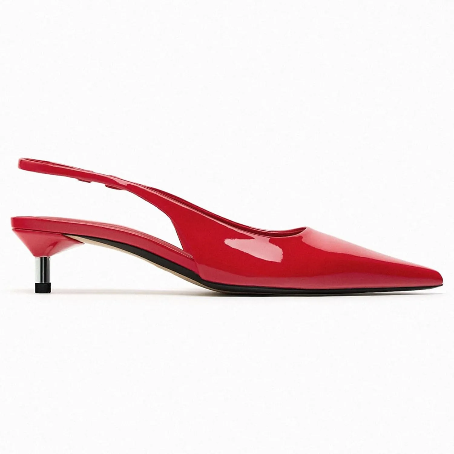 Metallic Heel Slingback Kitten Heels for Women Slip On Pointed Toe Pumps Comfortable Casual Dress Work Shoes