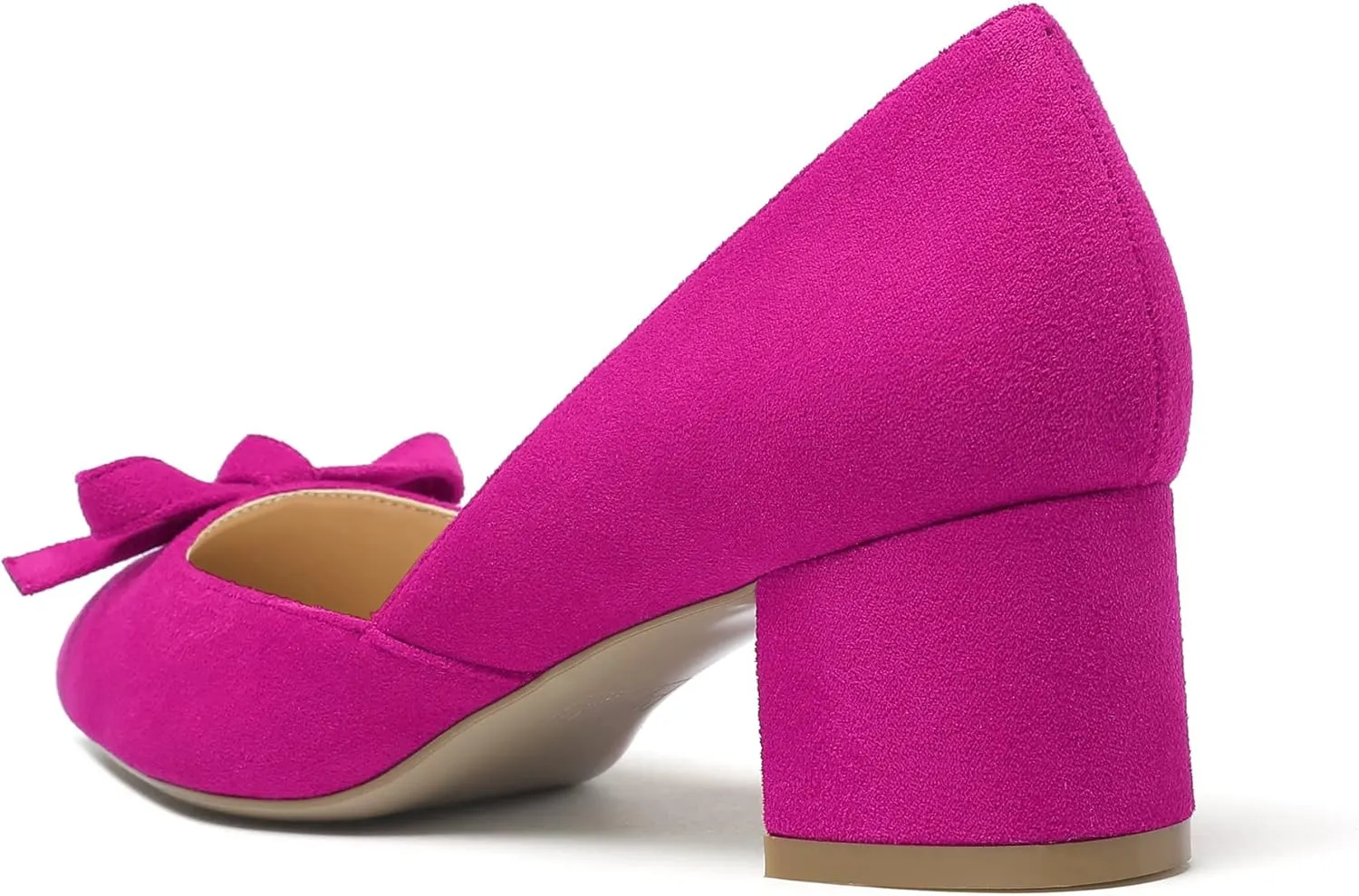 Mettesally Women’s Block Heel Pumps with Bow Knot Pointed Toe D’Orsay Chunky Heel Dress Party Shoes