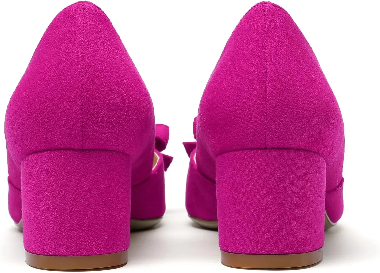 Mettesally Women’s Block Heel Pumps with Bow Knot Pointed Toe D’Orsay Chunky Heel Dress Party Shoes