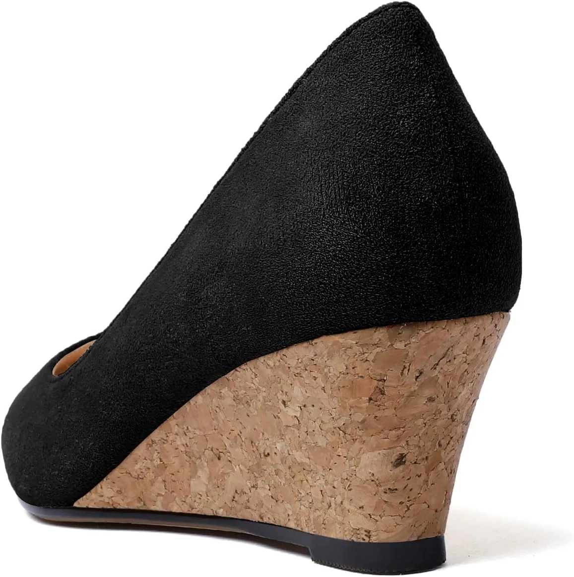 Mettesally Women's Classic Wedge Heel Pumps Pointed Toe Slip On Mid Heels Comfortable Wedding Office Dress Shoes