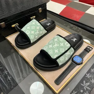 MIAMI MULE IN LIGHT GREEN MONOGRAM JACQUARD