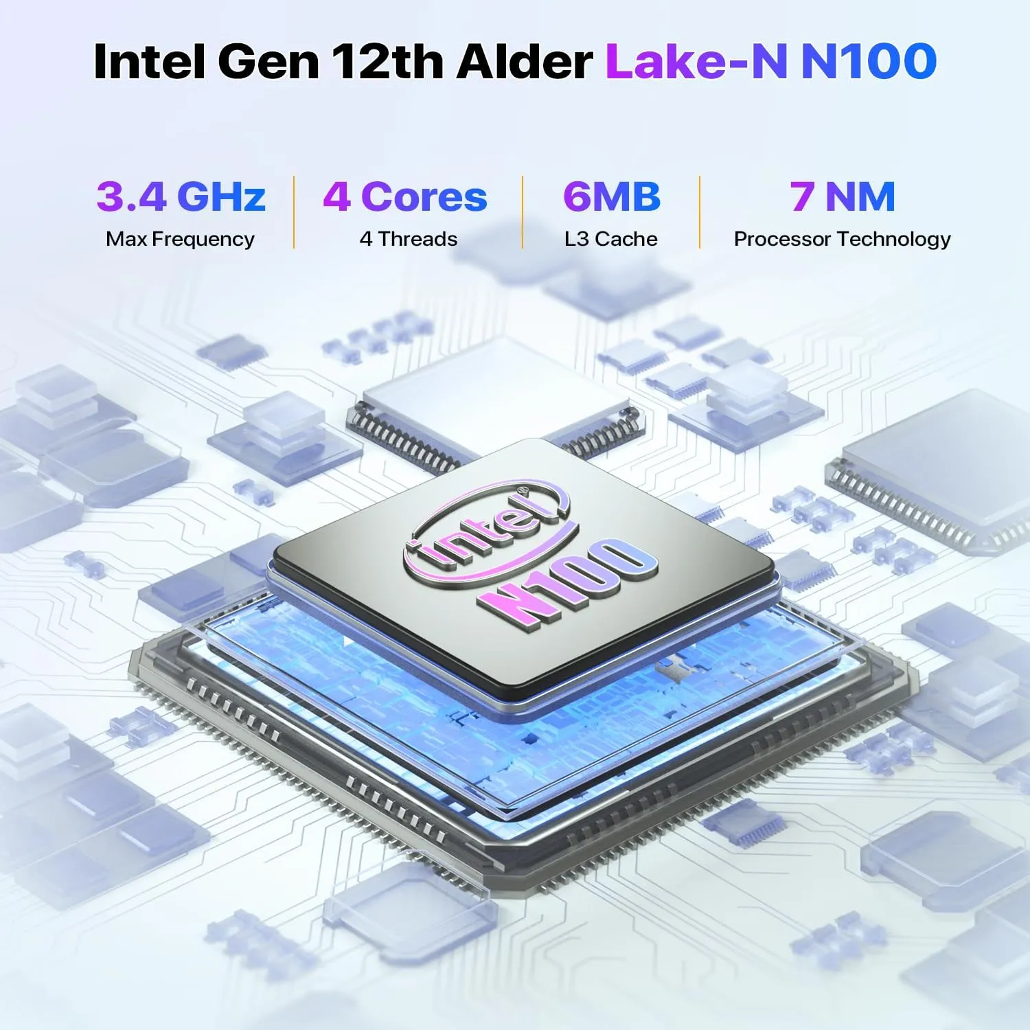 Mini PC 12th N100, 16GB DDR4 512GB SSD, WI6 Intel Alder Lake N100 Desktop Mini Computer with Type-C, Dual HD, RJ45 LAN Ethernet, 4K Triple Display, WiFi5, BT4.2