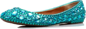Minishion Wedding Shoes for Women Flats Comfortable Rhinestone Slip on Pumps Shoes