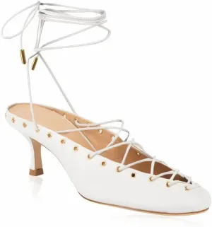 MissHeel Women Lace Up Pumps Kitten Heel Closed Toe Coeset Heels