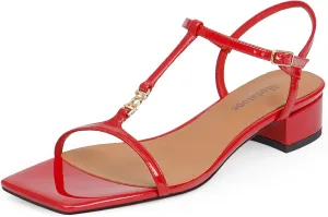 Modatope T-Strap Heels for Women, with Square Open Toe and Chunky Low Heel Design