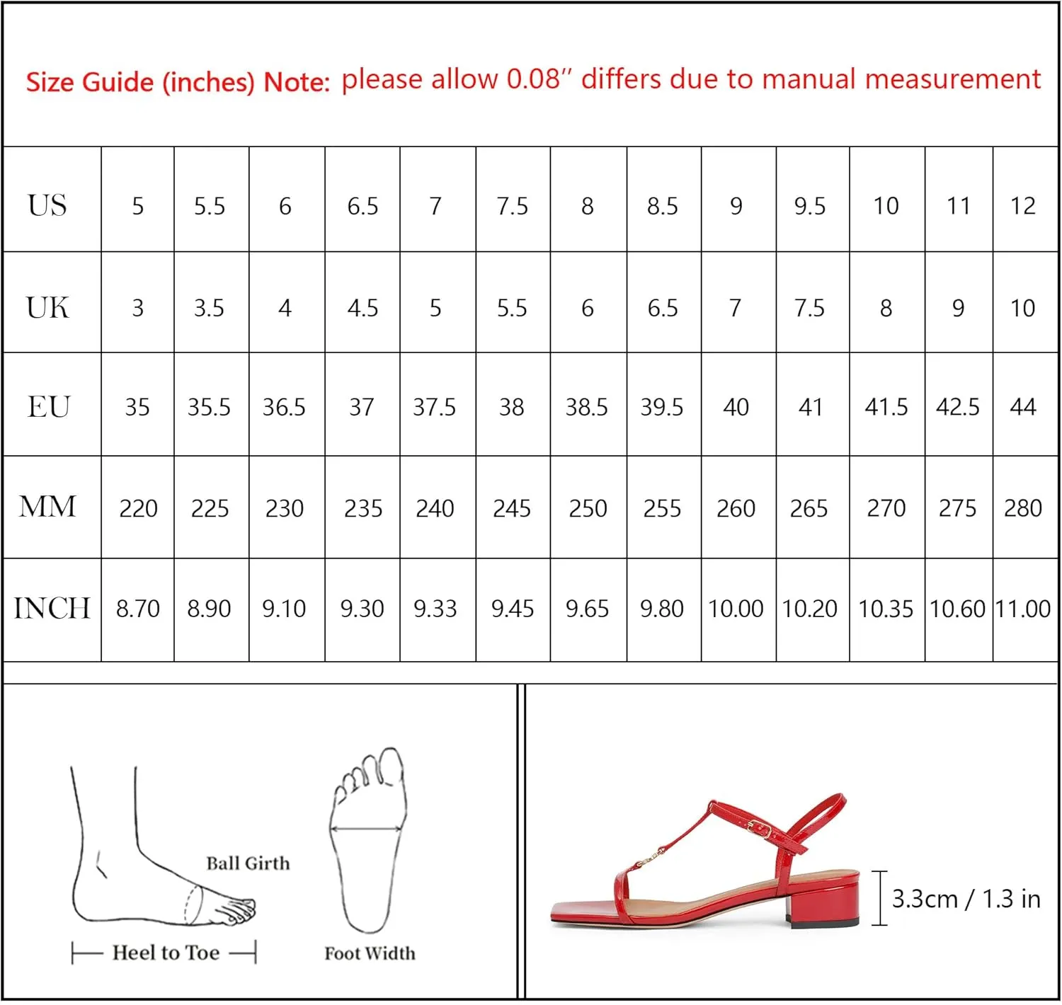 Modatope T-Strap Heels for Women, with Square Open Toe and Chunky Low Heel Design