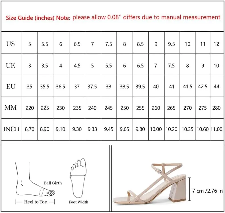 Modatope Women's Chunky Heel Square Toe Sandals - Red