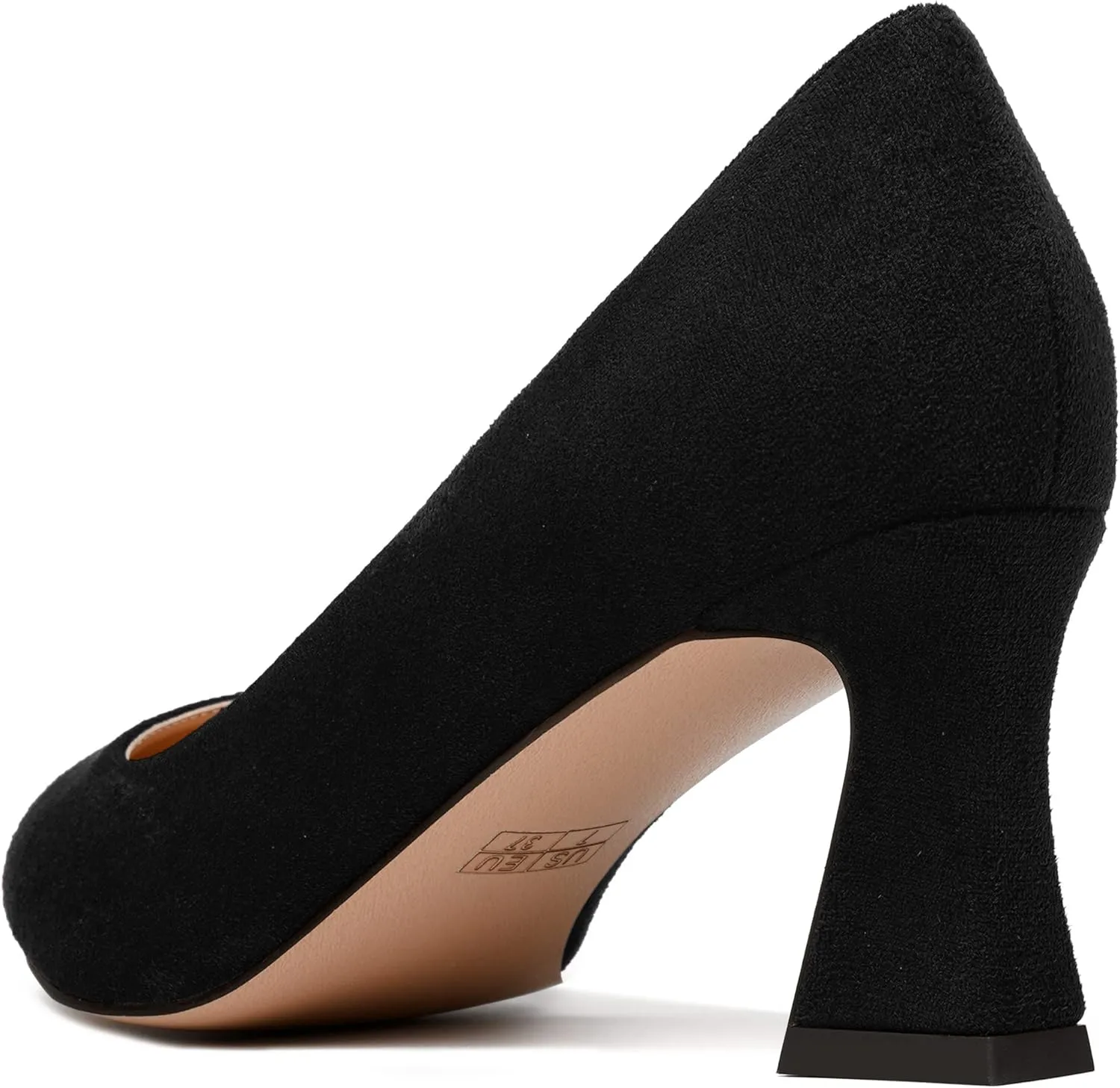 MODENCOCO Womens Pointed Toe Slip On Wedding Sexy Suede Casual Stiletto Mid Heel Pumps Dress Shoes 2.5 Inch