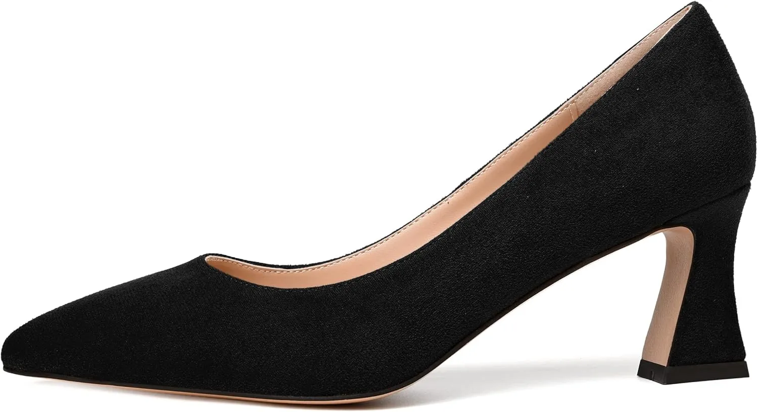 MODENCOCO Womens Pointed Toe Slip On Wedding Sexy Suede Casual Stiletto Mid Heel Pumps Dress Shoes 2.5 Inch