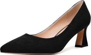 MODENCOCO Womens Pointed Toe Slip On Wedding Sexy Suede Casual Stiletto Mid Heel Pumps Dress Shoes 2.5 Inch