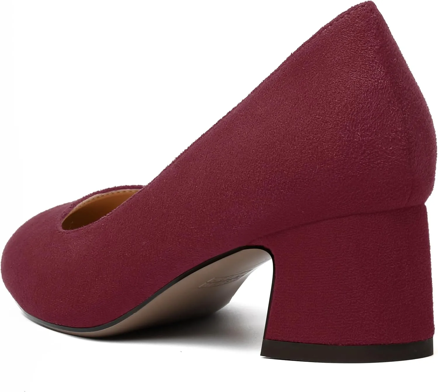 MODENCOCO Womens Suede Slip On Comfortable Formal Round Toe Office Chunky Low Heel Pumps Dress Shoes 2 Inch