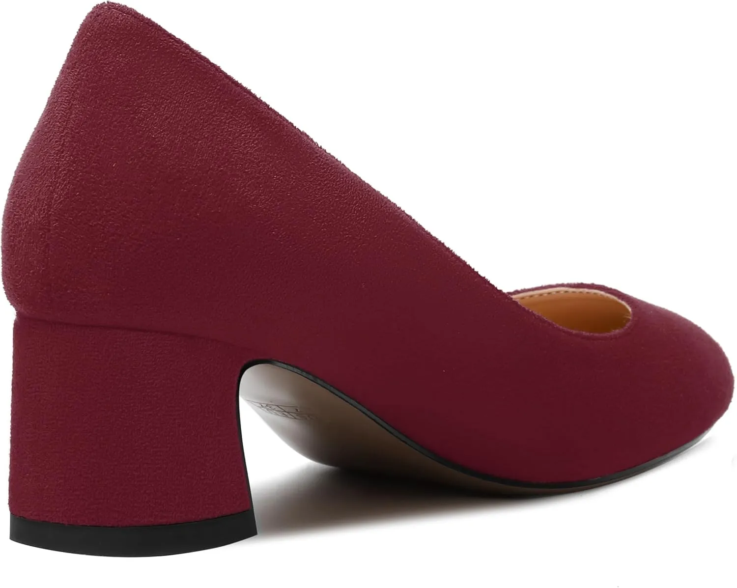 MODENCOCO Womens Suede Slip On Comfortable Formal Round Toe Office Chunky Low Heel Pumps Dress Shoes 2 Inch