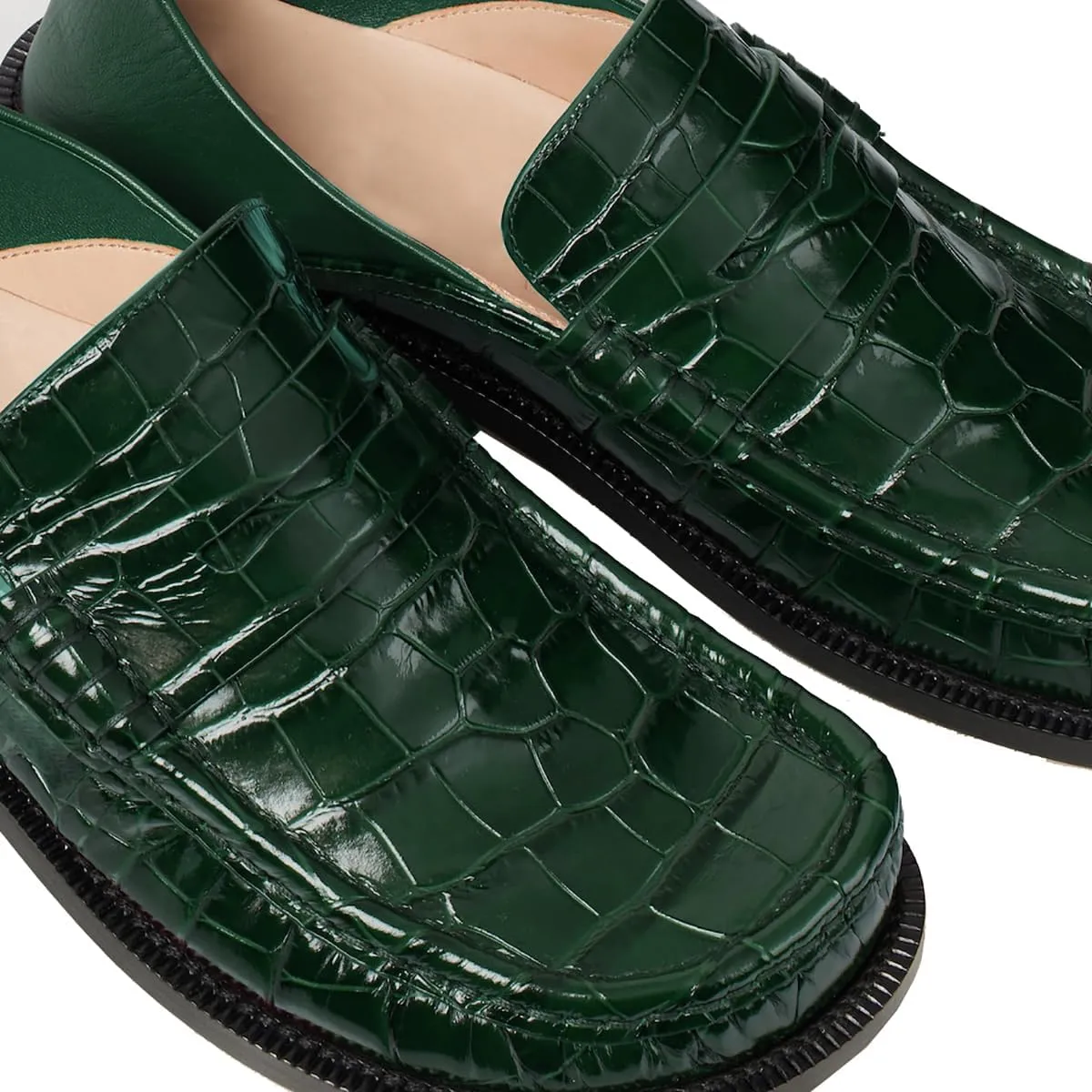 MOOMMO Women Low Chunky Heel Loafers Walking Shoes Crocodile Loafer Flats Round Toe Toe Slip On Penny Loafers Dress Shoes Matte Stone Pattern Office Ladies Casual Comfort 4-11 M US