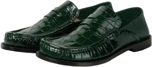 MOOMMO Women Low Chunky Heel Loafers Walking Shoes Crocodile Loafer Flats Round Toe Toe Slip On Penny Loafers Dress Shoes Matte Stone Pattern Office Ladies Casual Comfort 4-11 M US