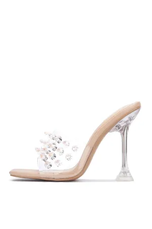 Most popular Sandals Clear Heesl Toe Crystalline Nude Cape Robbin Open High Super affordable Mule Crystal