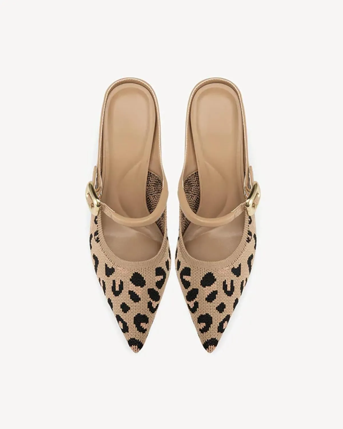 Mousse FIT Women's Pointed Toe Heel Mules for Women Knit Heeled Sandals Mules Shoes