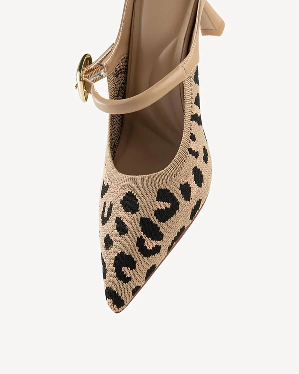 Mousse FIT Women's Pointed Toe Heel Mules for Women Knit Heeled Sandals Mules Shoes