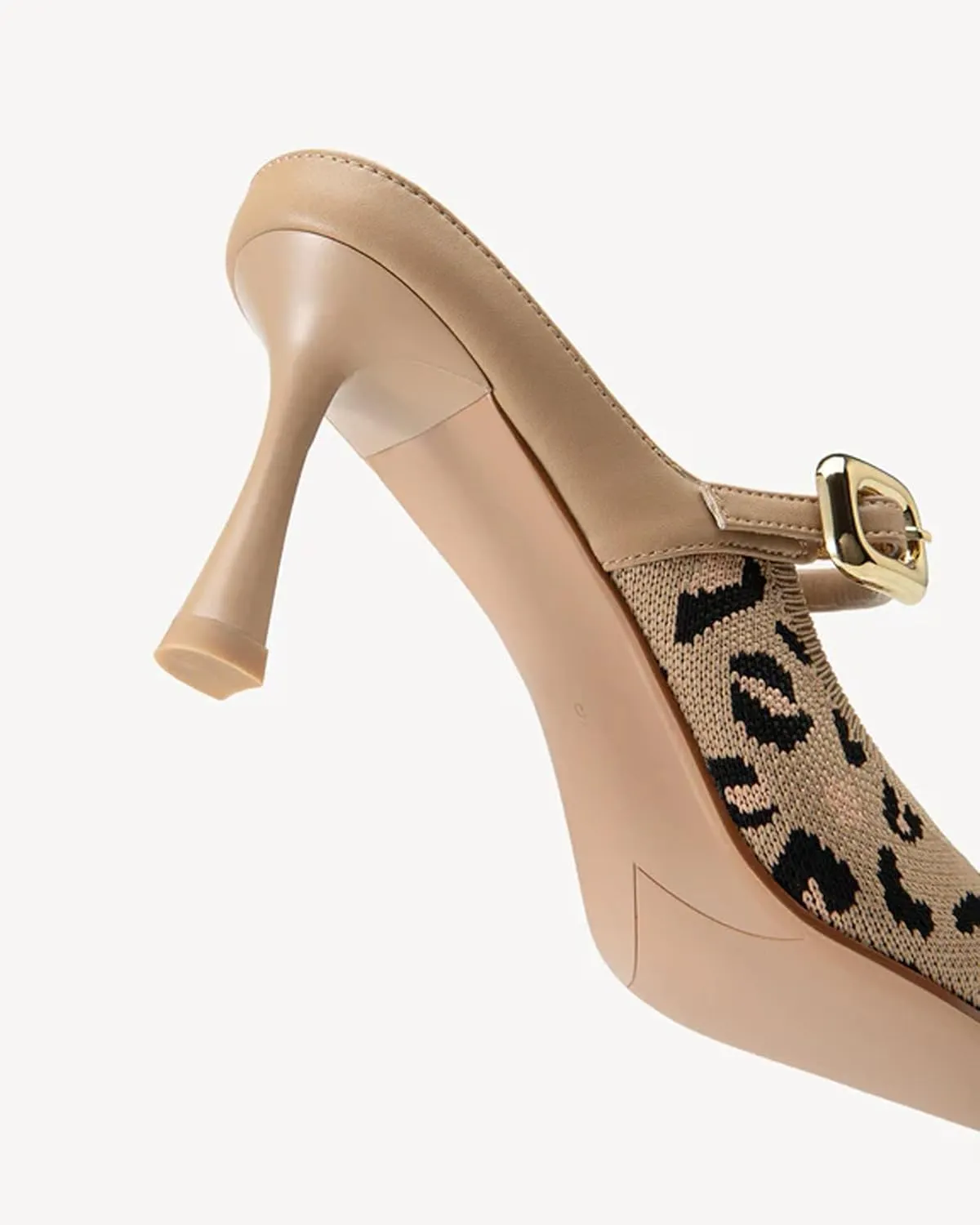 Mousse FIT Women's Pointed Toe Heel Mules for Women Knit Heeled Sandals Mules Shoes