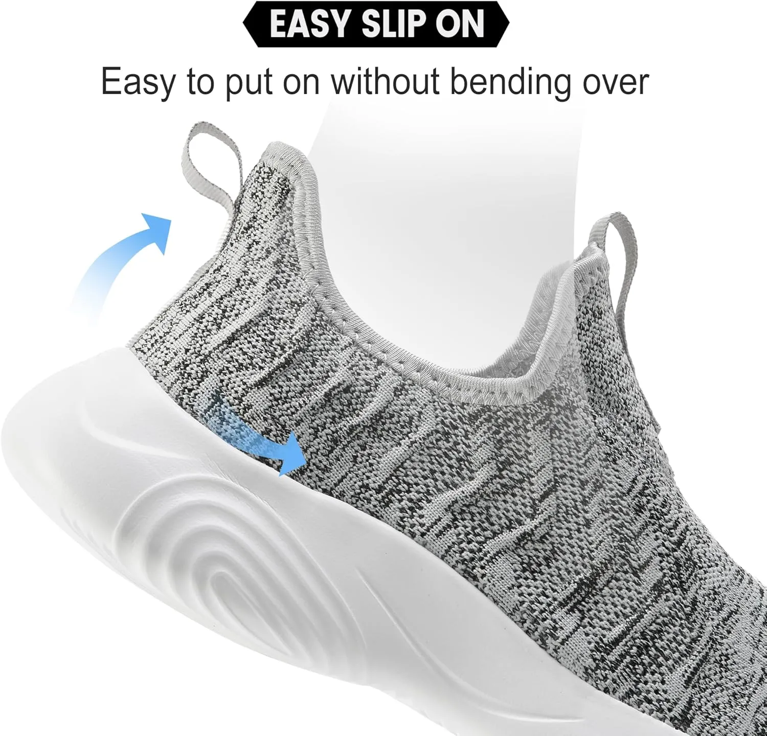 MRIP Mens Slip On Walking Shoes Lightweight Non Slip Gym Workout Running Shoes Mesh Breathable Cushion Fashion Tennis Athletic Casual Sneakers
