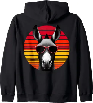 Mule Retro Vintage Sunset Animal Sunglasses 70s Zip Hoodie