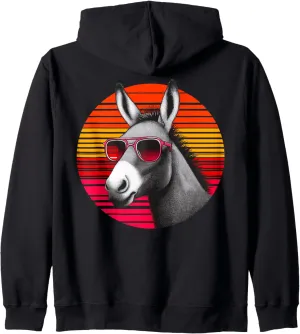 Mule Retro Vintage Sunset Animal Sunglasses 70s Zip Hoodie