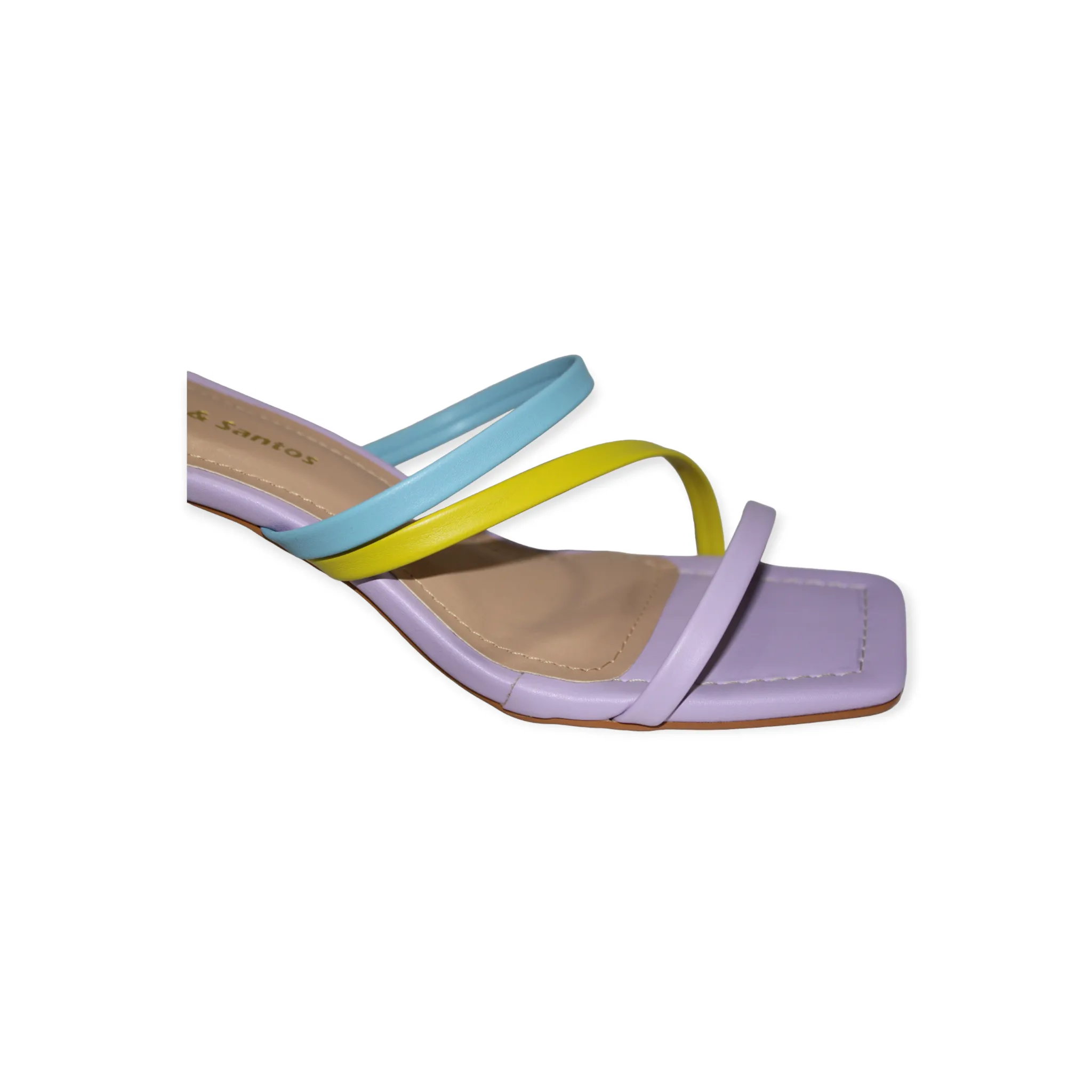 Multicolored Slip On Kitten Heel Sandal