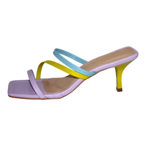 Multicolored Slip On Kitten Heel Sandal