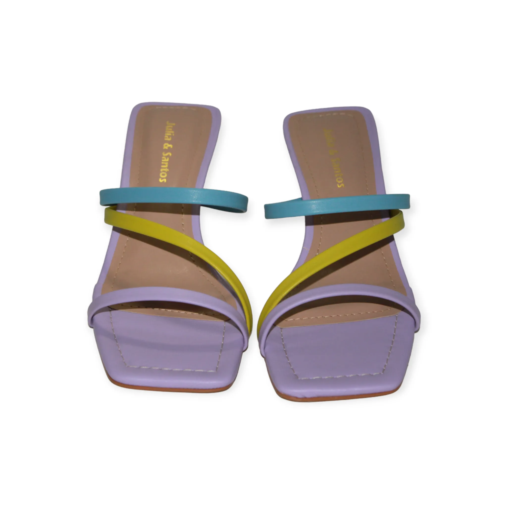 Multicolored Slip On Kitten Heel Sandal