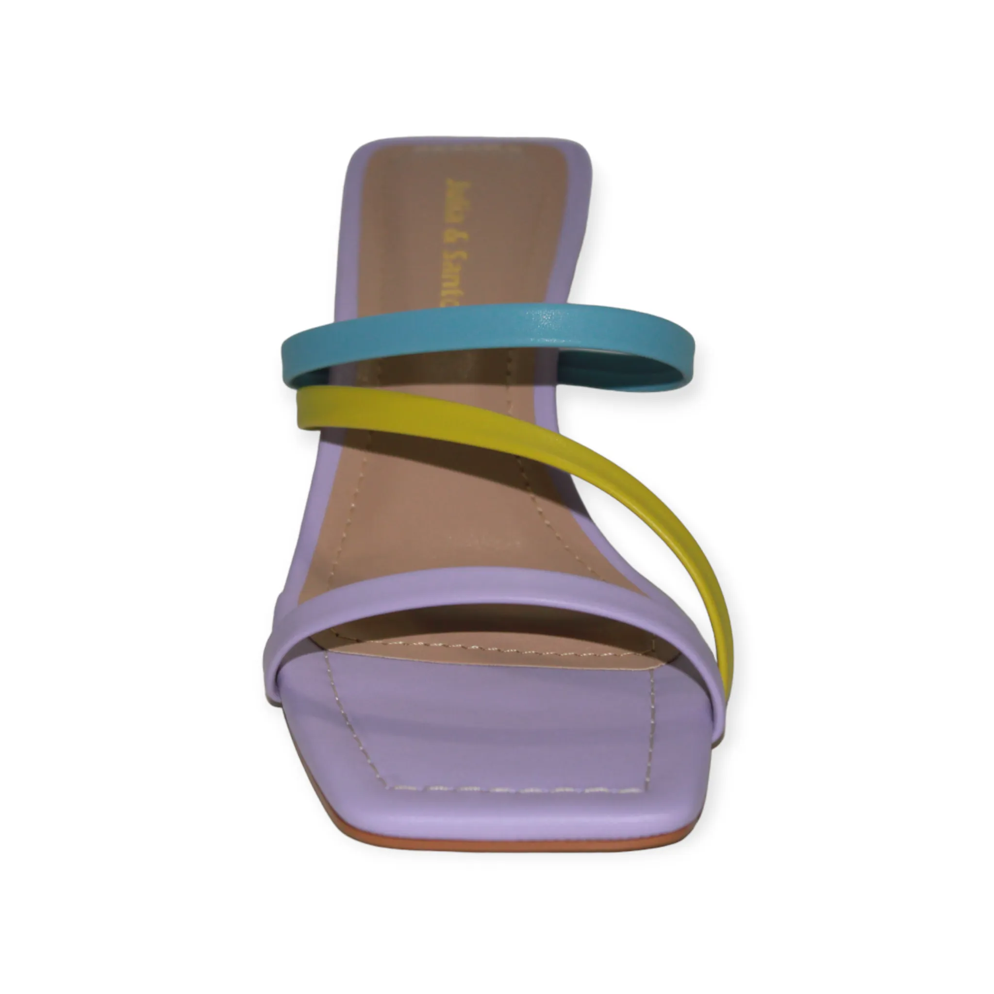 Multicolored Slip On Kitten Heel Sandal