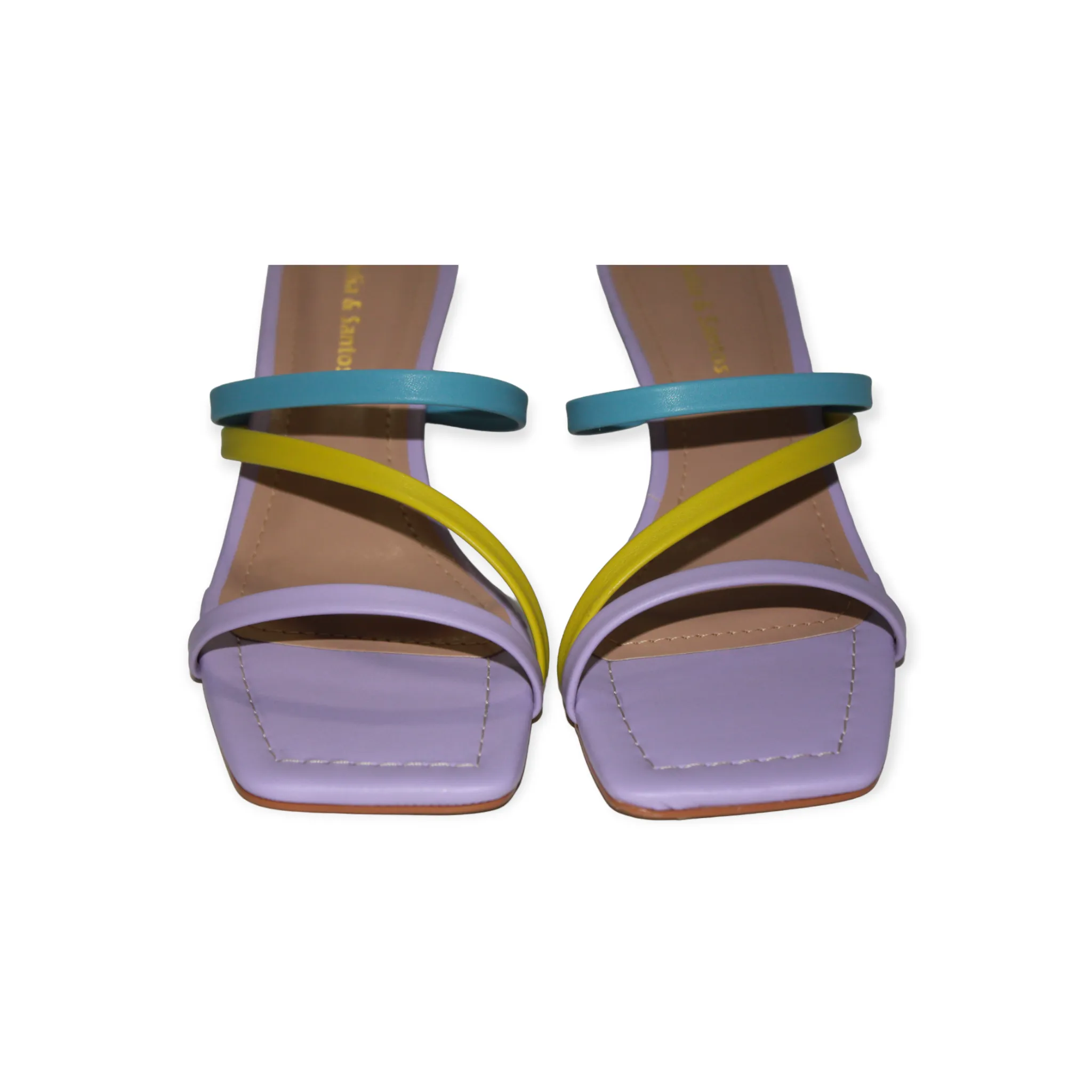 Multicolored Slip On Kitten Heel Sandal