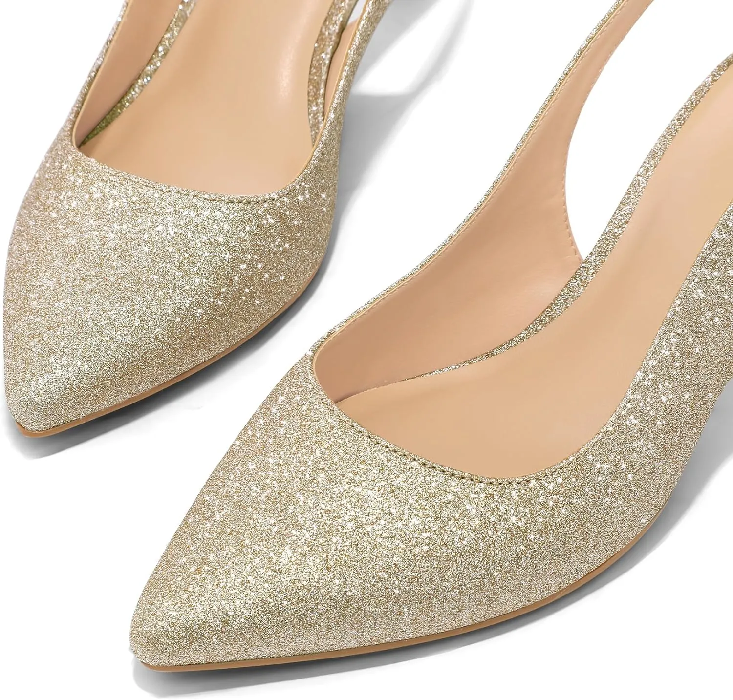 mysoft Women's Slingback Kitten Heel Pumps 2-Inch Low Heels Closed Toe Party Wedding Dress Shoes
