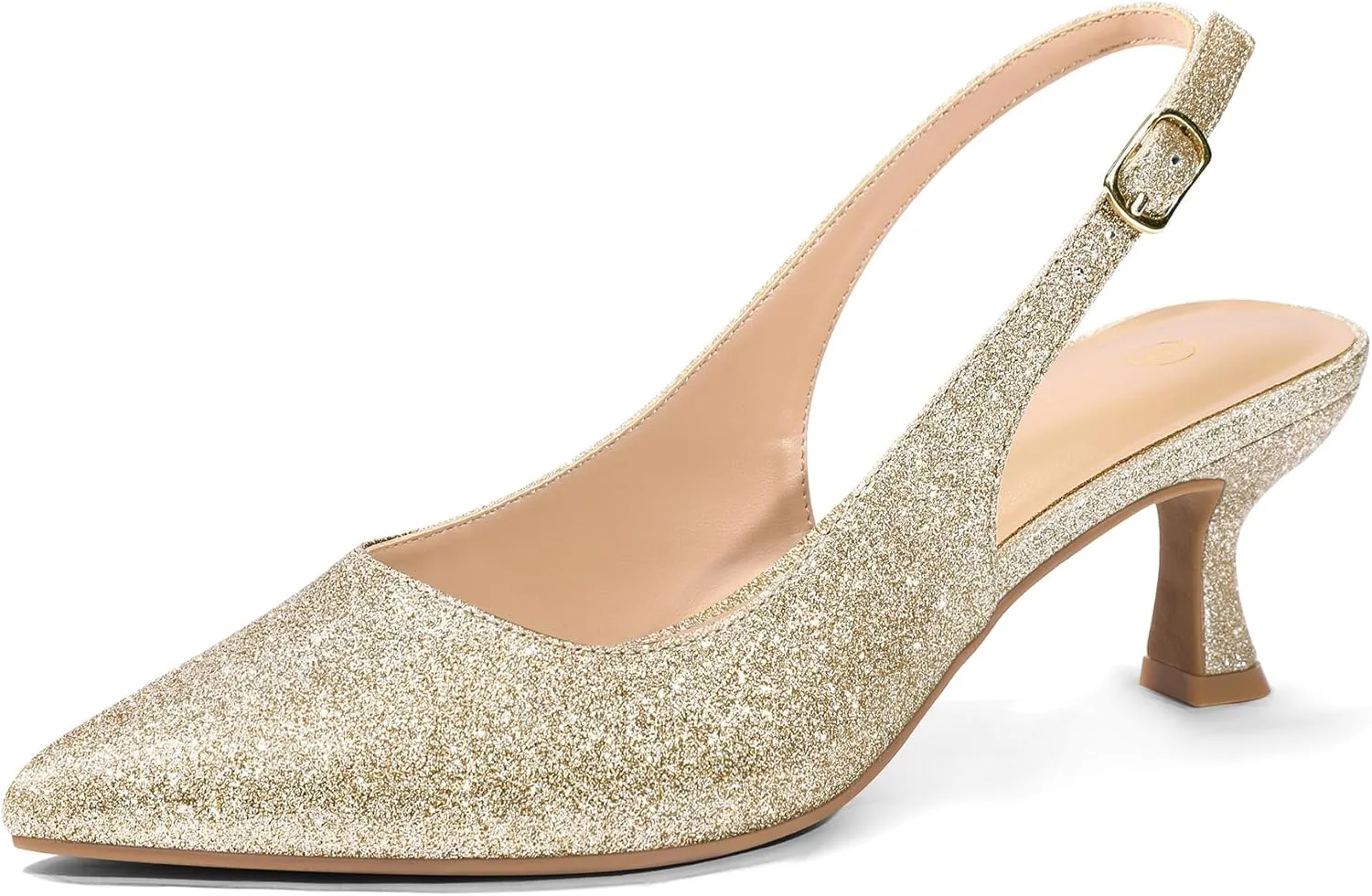 mysoft Women's Slingback Kitten Heel Pumps 2-Inch Low Heels Closed Toe Party Wedding Dress Shoes