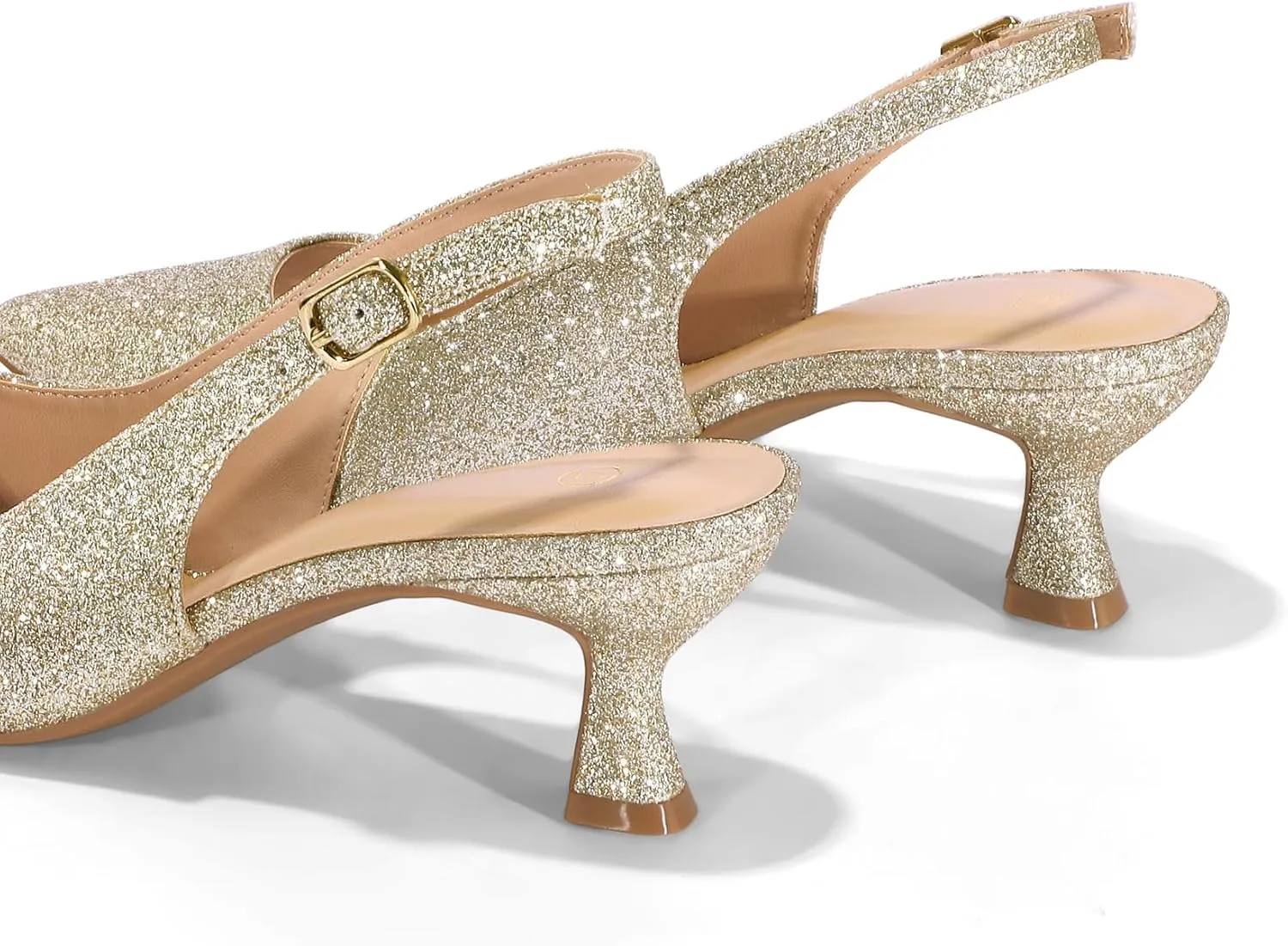 mysoft Women's Slingback Kitten Heel Pumps 2-Inch Low Heels Closed Toe Party Wedding Dress Shoes