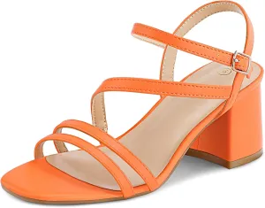 mysoft Women's Strappy Low Chunky Block Heel Sandals Open Toe Dress Shoes