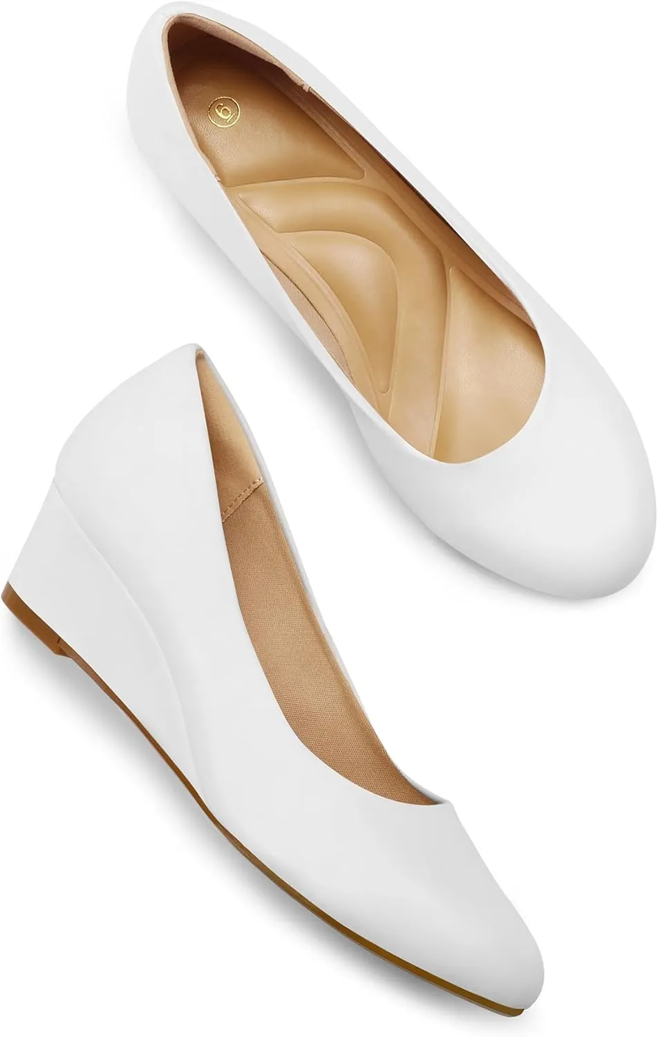 mysoft Women's Wedge Pumps Low Heel Closed Toe 2in Dress Shoes