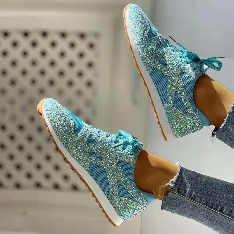 Nanccy - Women Rhinestone Platform Comfortable Slip-on Shoes