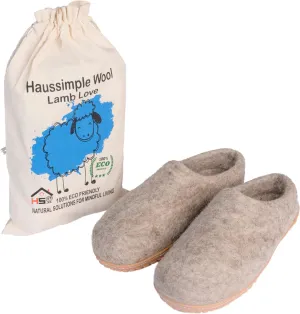 Natural Grey Handmade Wool Clogs Unisex Slip-on Slippers, Women Gray Comfy Slip-on Room Slippers, Unisex Sheep wool slip on home shoes Gift