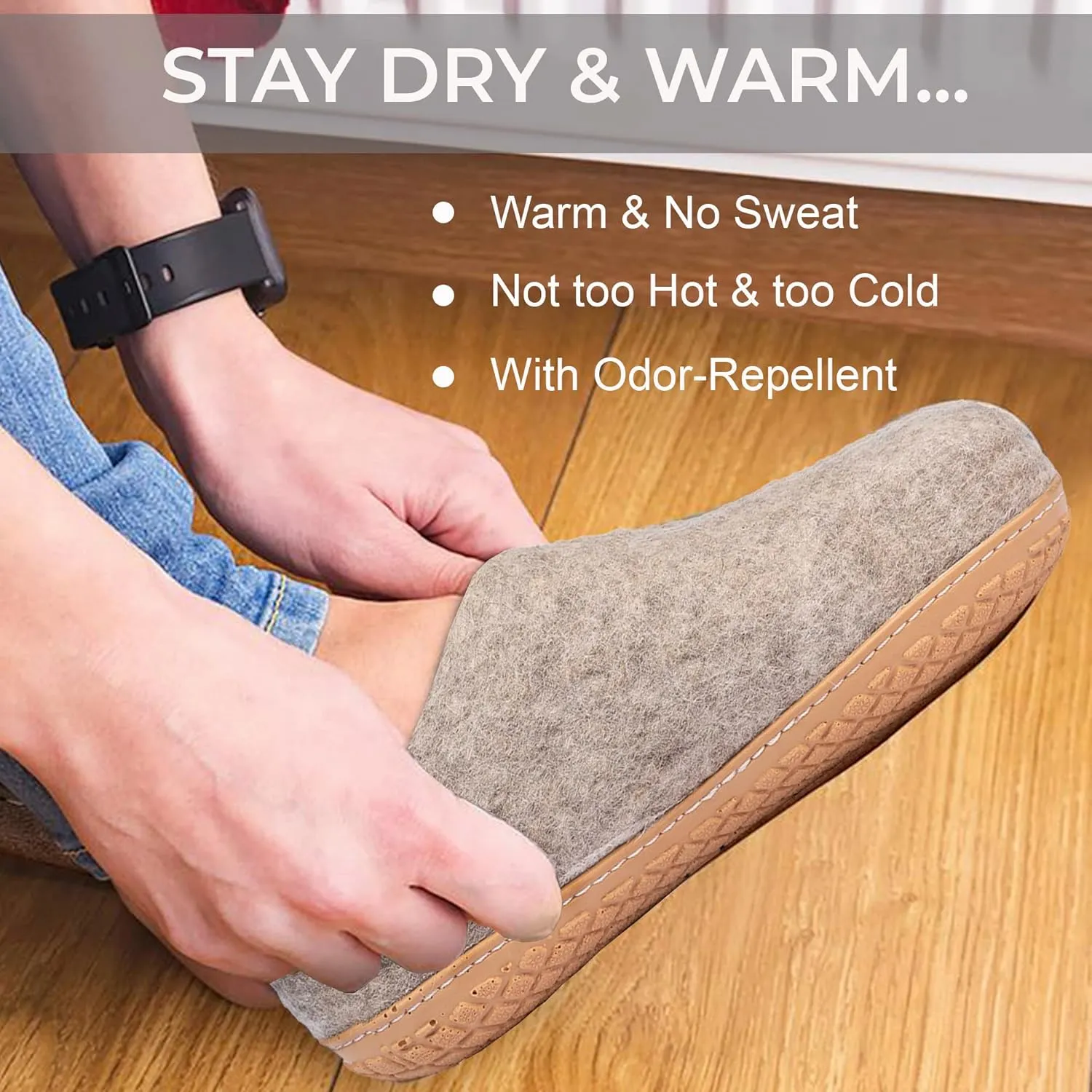 Natural Grey Handmade Wool Clogs Unisex Slip-on Slippers, Women Gray Comfy Slip-on Room Slippers, Unisex Sheep wool slip on home shoes Gift