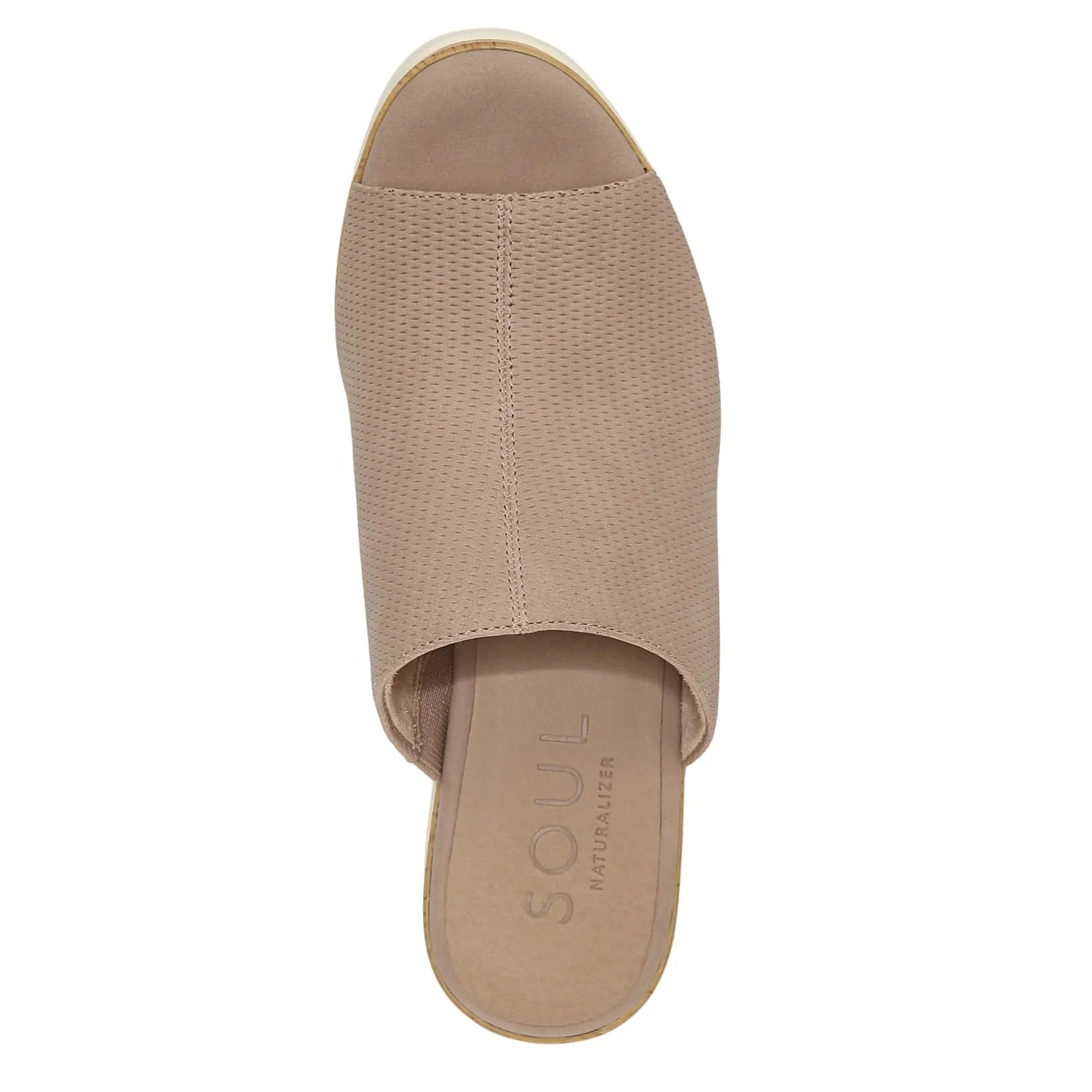 Naturalizer SOUL Women's Goodtimes Mule Slip On Wedge Sandal Light Taupe Suede 6W