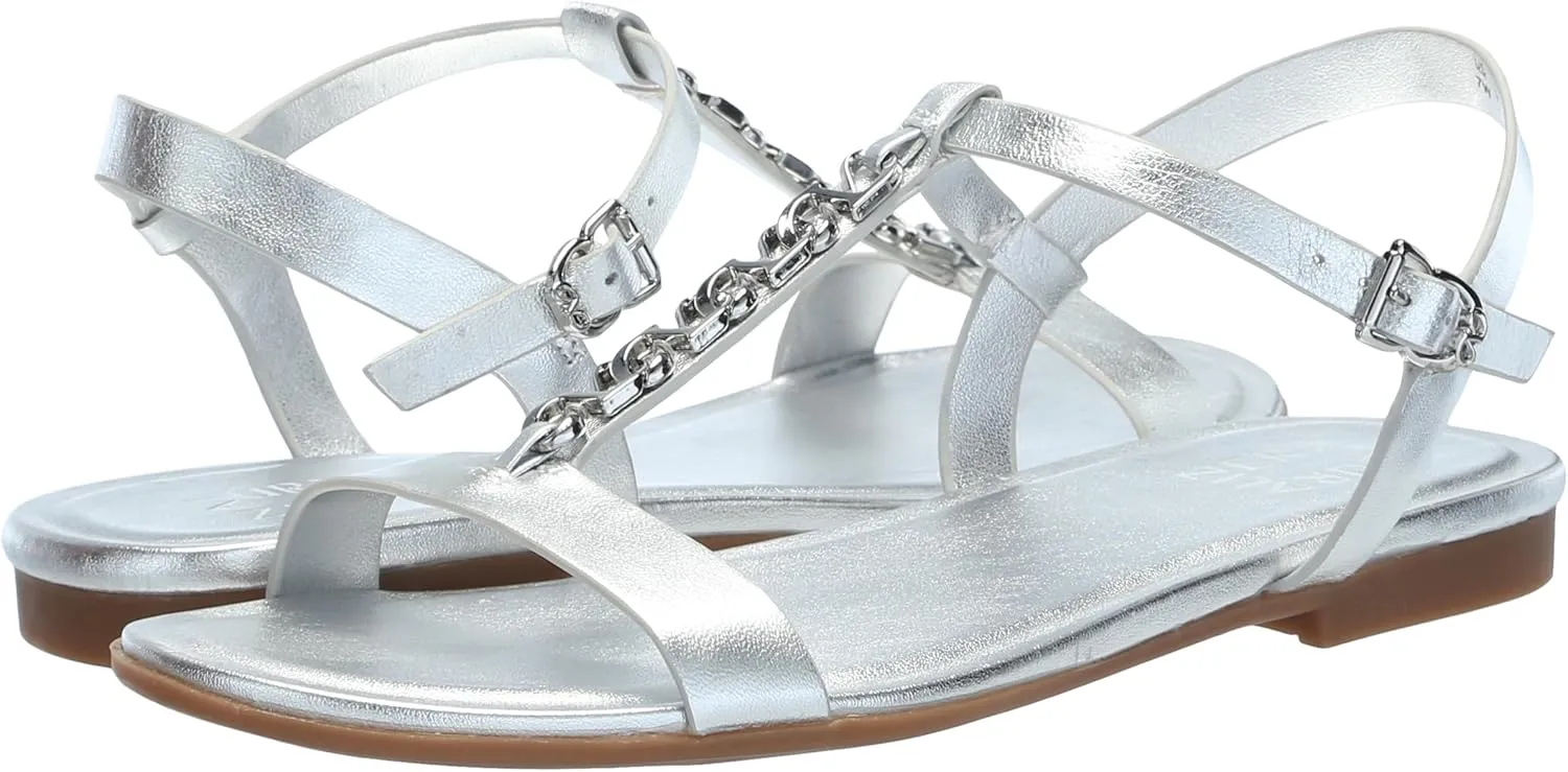 Naturalizer Womens Teach Chain-link Detail Flat Sandal