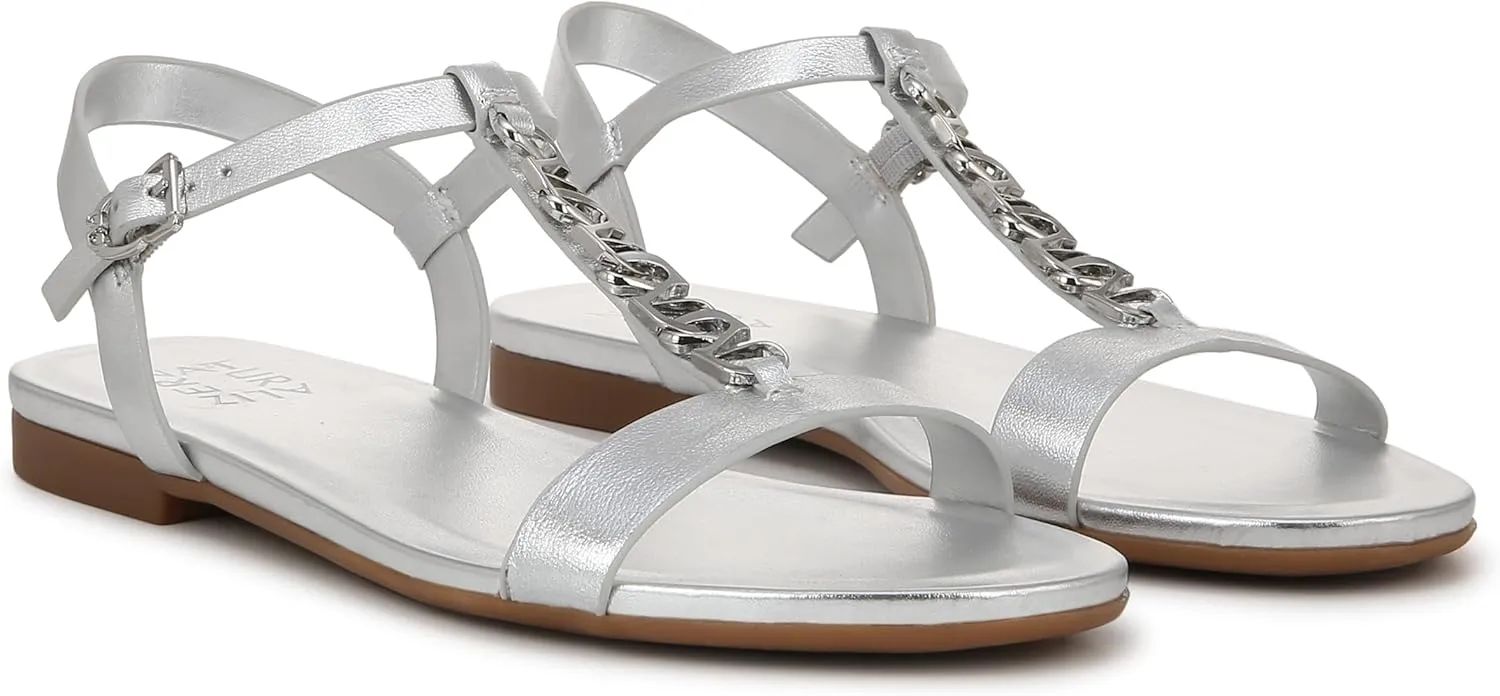 Naturalizer Womens Teach Chain-link Detail Flat Sandal