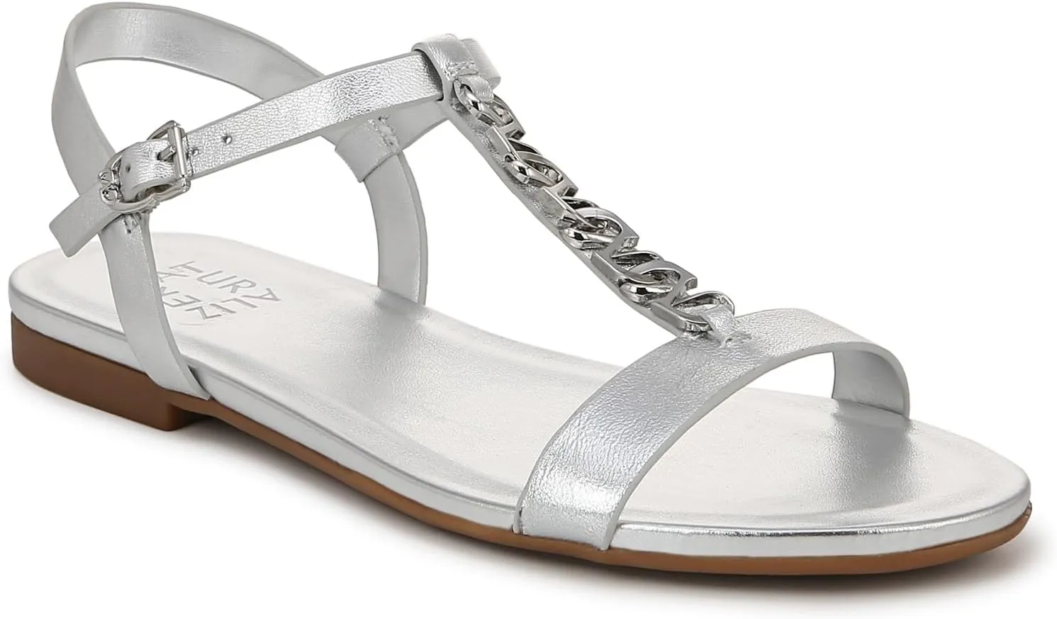 Naturalizer Womens Teach Chain-link Detail Flat Sandal