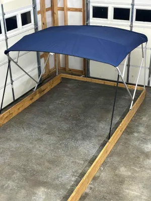 Navy Blue Replacement Bimini Top Canvas with Storage Boot, 10' Long x 8.5' Wide, 16oz, 4 Bow, fits 97-103" Wide, Zippered Sleeves, Cutout for Navigation Light on Rear Bow