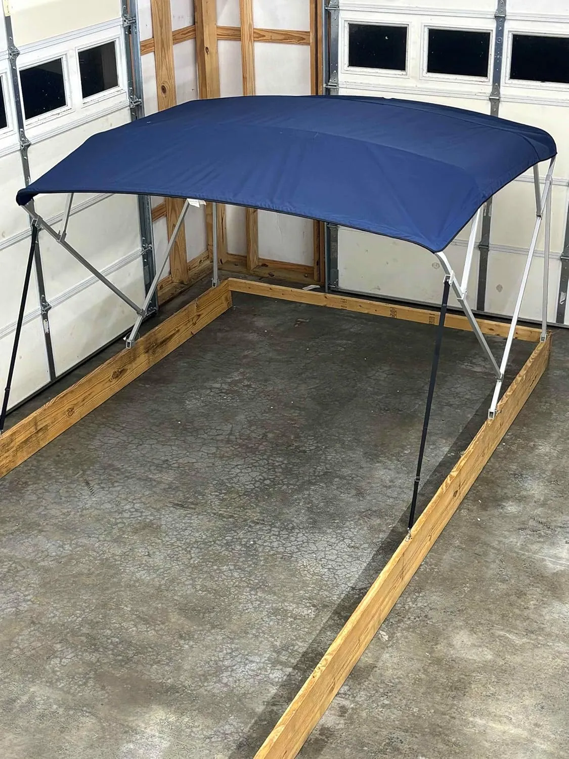 Navy Blue Replacement Bimini Top Canvas with Storage Boot, 10' Long x 8.5' Wide, 16oz, 4 Bow, fits 97-103" Wide, Zippered Sleeves, Cutout for Navigation Light on Rear Bow
